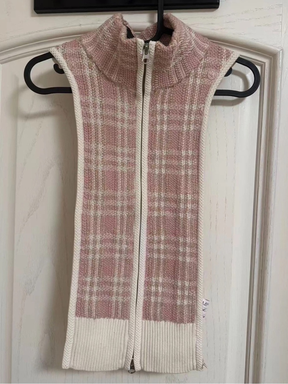 $278 VERONICA BEARD Jai cream ivory dusty pink plaid zip Dickey Jacket insert